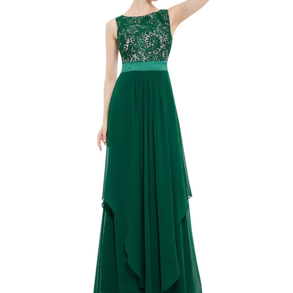 NEW Long Green Dress - Formal, Prom, Bridesmaid
